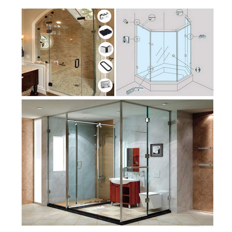 Xinally 2 Pieces 304 Stainless Steel Square Frameless Glass Clamp Connector Shelf Brackets, Fit for 5/16 to 1/2 (8 to 12 mm) Glass Thickness (0 Degree) - Image 4